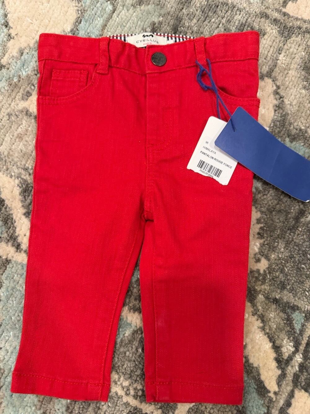 CYRILLUS PARIS Boys Red Straight Left Pants With Stretch 6 Months NWT